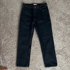 Zara High Waisted Crop Charcoal Black Jeans Size 8